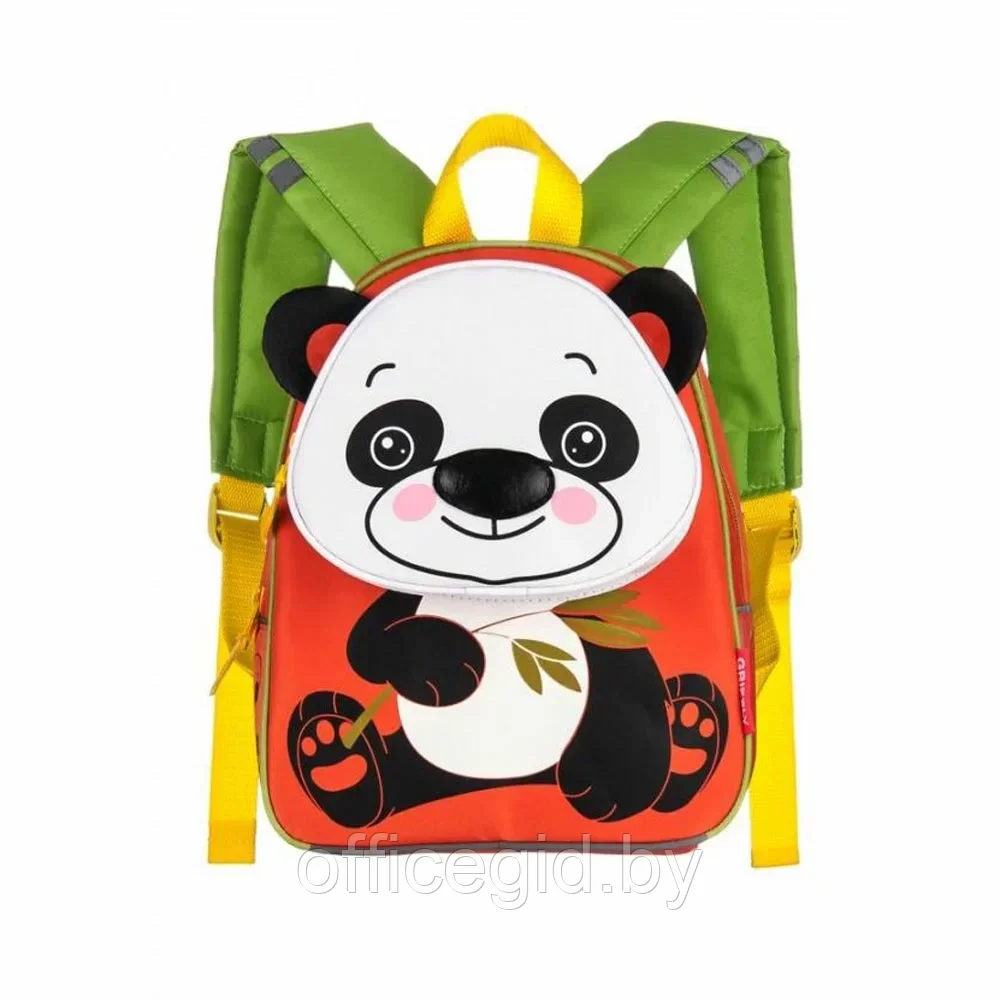 Рюкзак школьный "Panda", красный, салатовый - фото 1 - id-p203608989