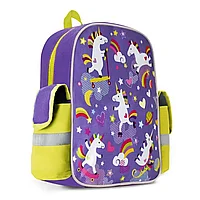 Рюкзак школьный "Единорожки и радуга", фиолетовый