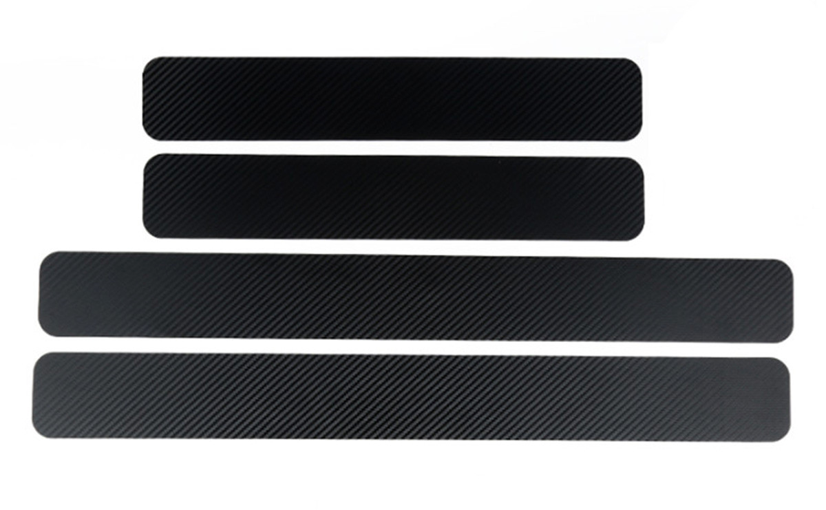 Набор из 4 защитных наклеек на пороги дверей черный карбон SiPL - фото 2 - id-p203609960