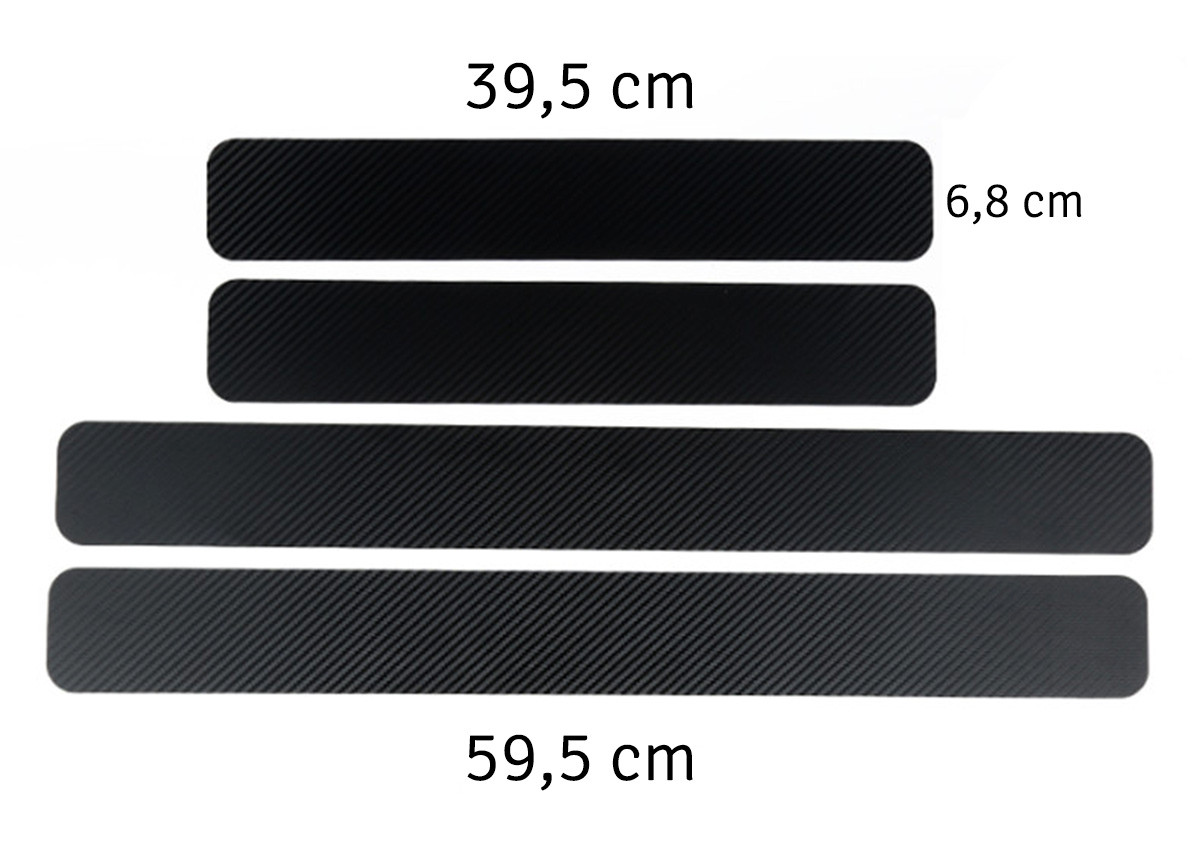 Набор из 4 защитных наклеек на пороги дверей черный карбон SiPL - фото 3 - id-p203609960