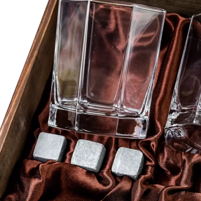 Подарочный набор для виски в деревянной шкатулке с камнями AmiroTrend ABW-103W - фото 5 - id-p200657185