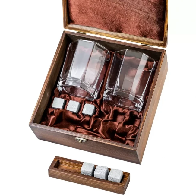 Подарочный набор для виски в деревянной шкатулке с камнями AmiroTrend ABW-103W - фото 6 - id-p200657185