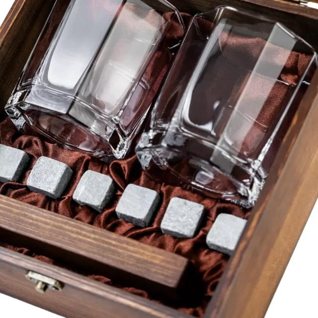 Подарочный набор для виски в деревянной шкатулке с камнями AmiroTrend ABW-103W - фото 7 - id-p200657185