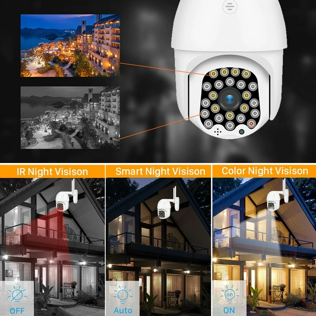 Уличная поворотная камера наблюдения IPCamera V32-4G FULL HD 1080p (день/ночь, датчик движения - фото 2 - id-p203610064
