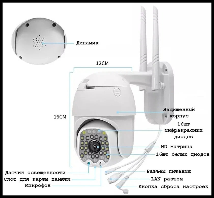 Уличная поворотная Wi-Fi камера наблюдения IPCamera V32-4G FULL HD 1080p - фото 4 - id-p203617350