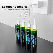 Пальчиковые аккумуляторные батарейки в кейсе (4 шт.) AA 3000 mWh 1.5V Li-ion с micro USB портом Cityork, фото 2