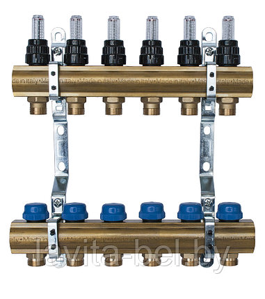 Коллектор Neptun IWS с расходомерами 1"х 3/4" 5 вых в сборе , фото 2