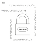 Замок навесной ЗН-800-60 мм (3кл.) НОРА-М, фото 3