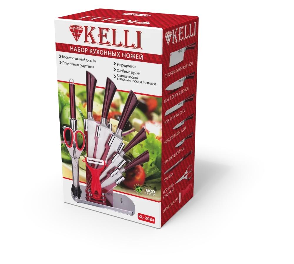Набор кухонных ножей на подставке KELLI KL 2084 - фото 2 - id-p101706249