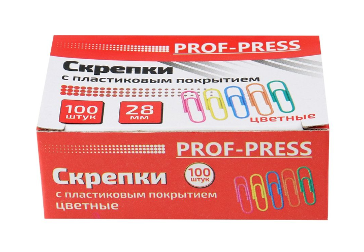 Скрепки металлические овальные цветные 28 мм (СКР-3138) 100 шт в карт.кор.