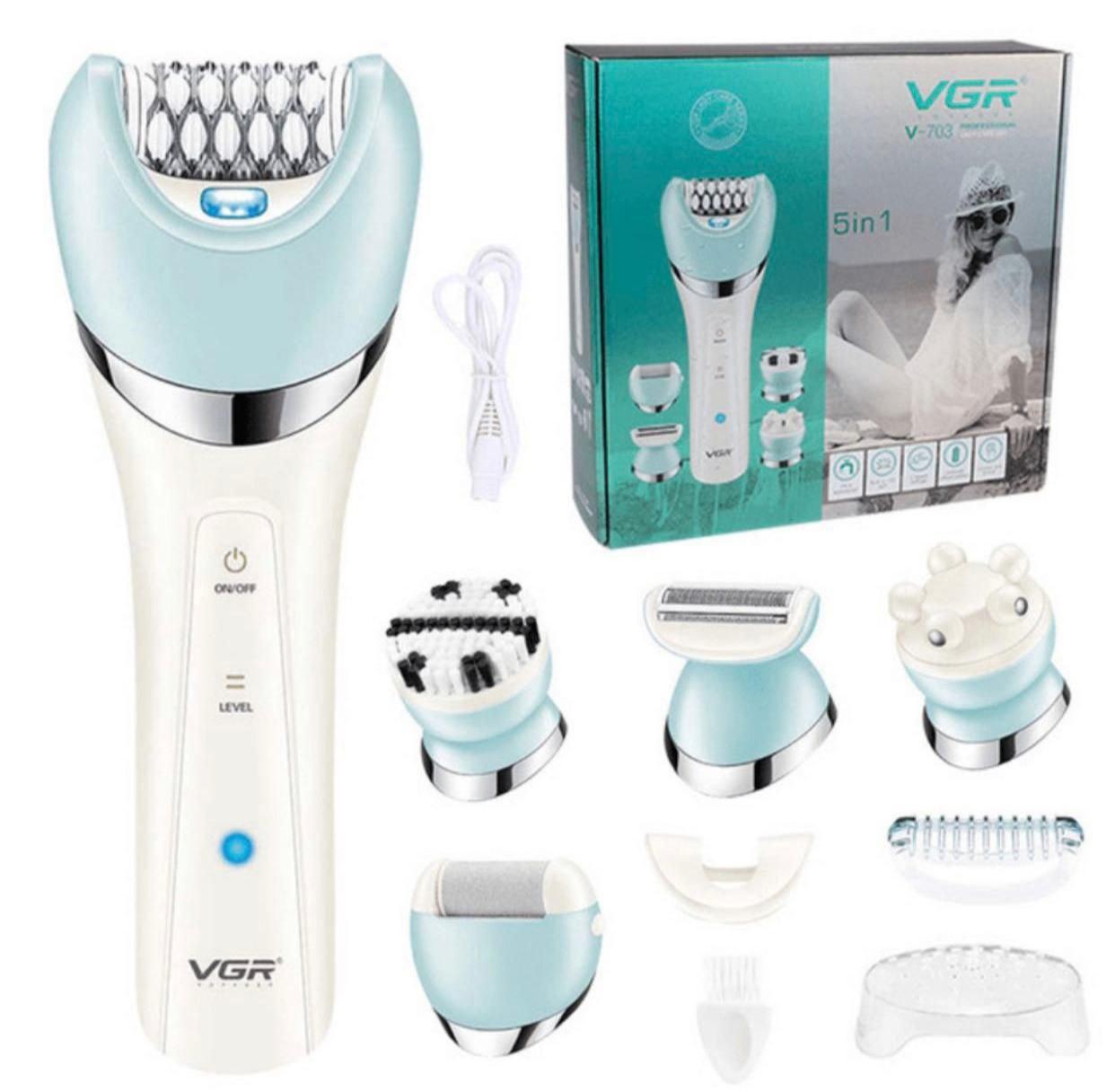 Профессиональный женский эпилятор VGR V-703 VOYAGER PROFESSIONAL LADY CARE SET / водонепроницаемый триммер 5 в