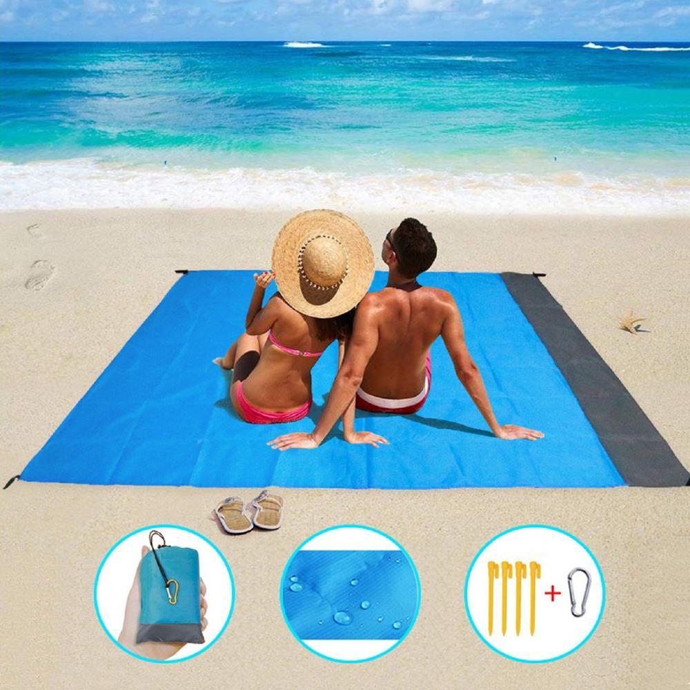 Пляжный водоотталкивающий коврик 210х200 см. / Покрывало - подстилка для пляжа и пикника анти-песок - фото 1 - id-p203673509