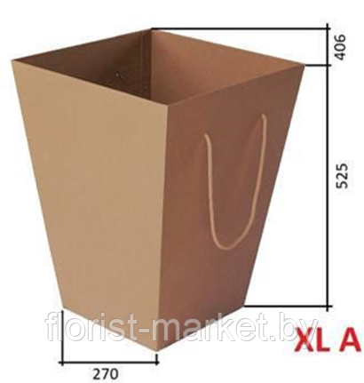 Коробка-переноска для цветов, 27*40,6*52,5 см,  крафт