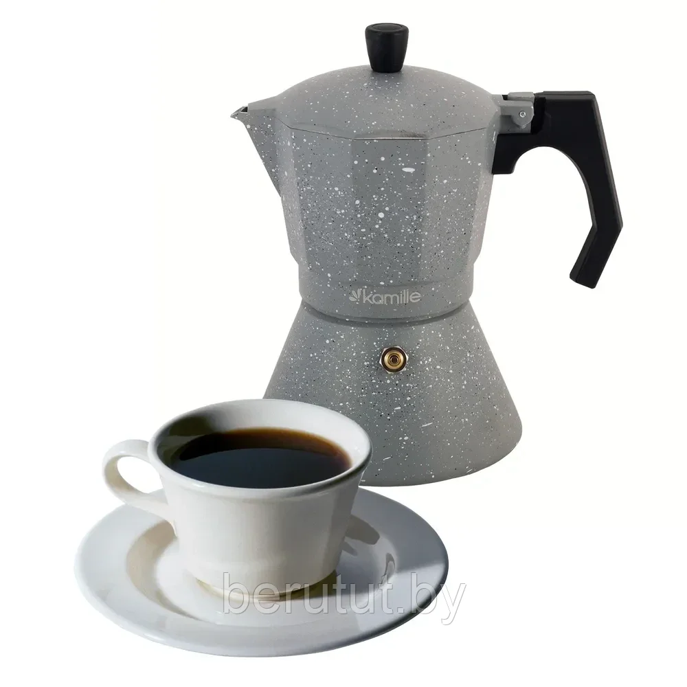 Гейзерная кофеварка алюминиевая 600 мл для всех типов плит Kamille - фото 8 - id-p203673962