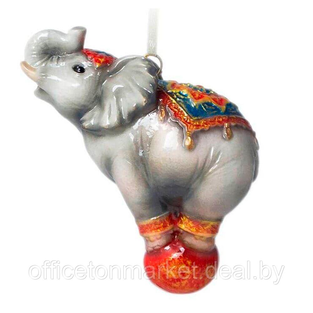 Украшение елочное "Цирковой слон", серый, красный - фото 1 - id-p194261181