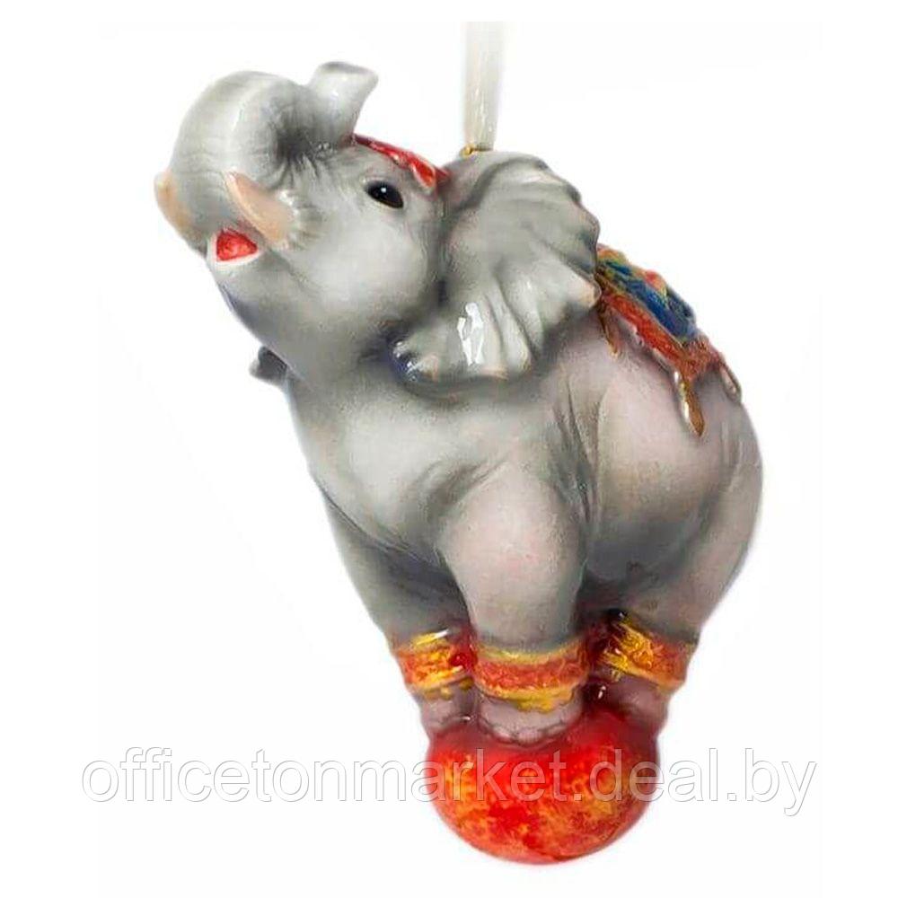 Украшение елочное "Цирковой слон", серый, красный - фото 2 - id-p194261181