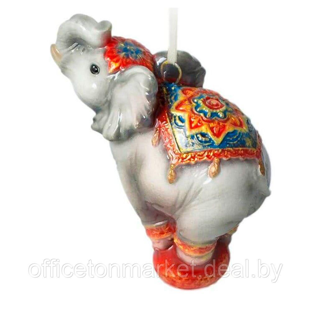 Украшение елочное "Цирковой слон", серый, красный - фото 3 - id-p194261181