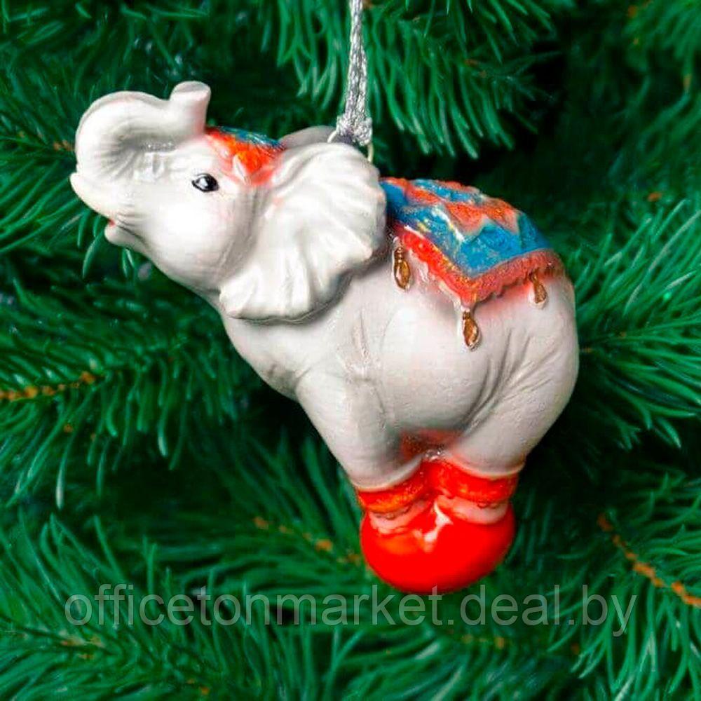 Украшение елочное "Цирковой слон", серый, красный - фото 4 - id-p194261181