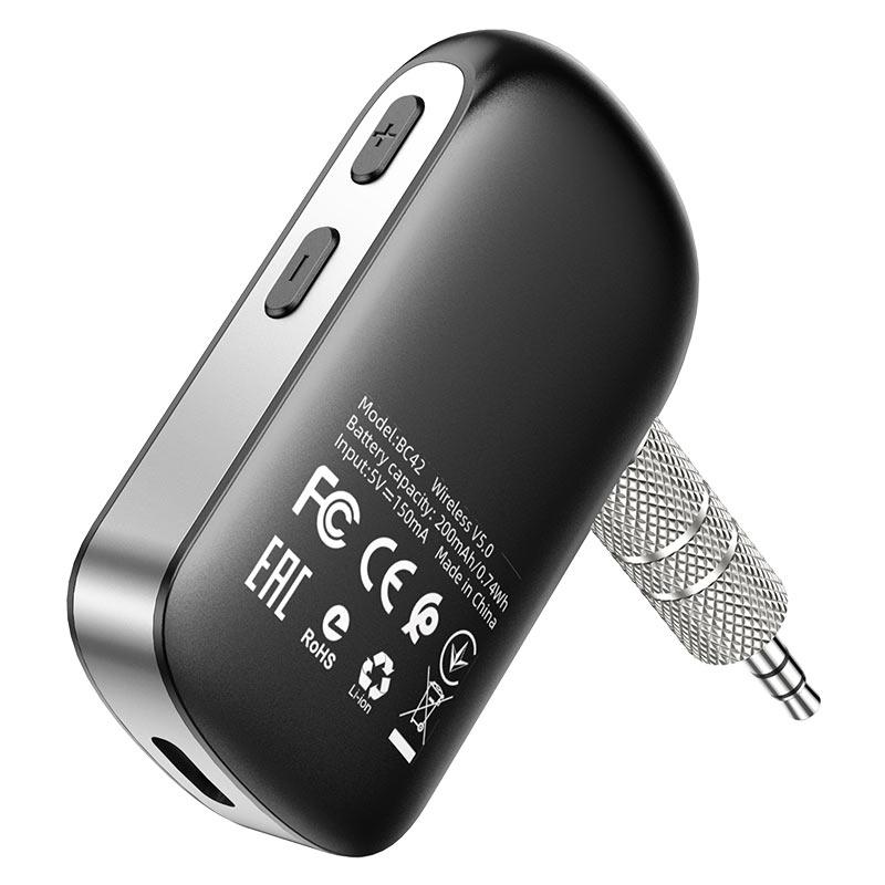 Автомобильный беспроводной AUX Bluetooth адаптер BOROFONE BC42, черный 556430 - фото 4 - id-p203698697