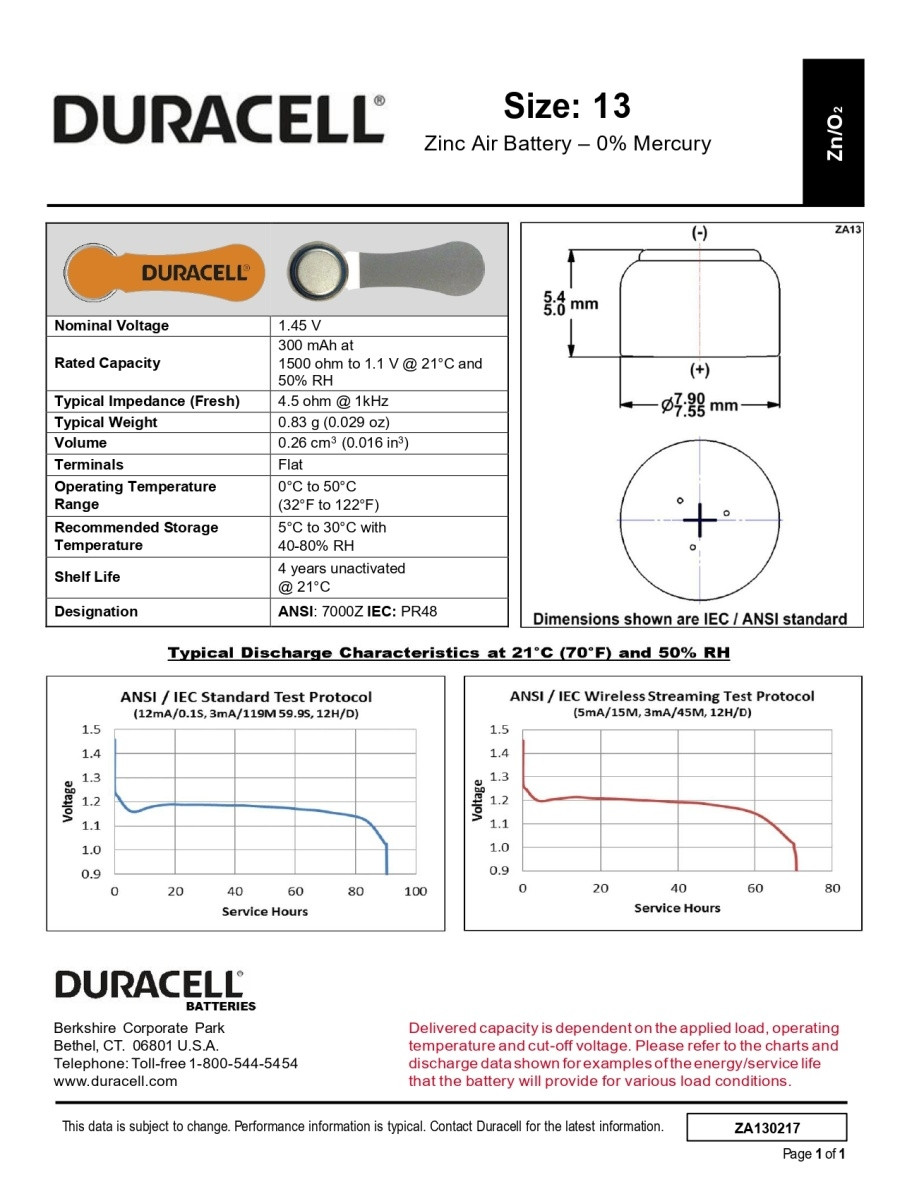 Батарейка - элемент питания DURACELL ZA13/6ВР (для слуховых аппаратов) 556434 - фото 5 - id-p203698702