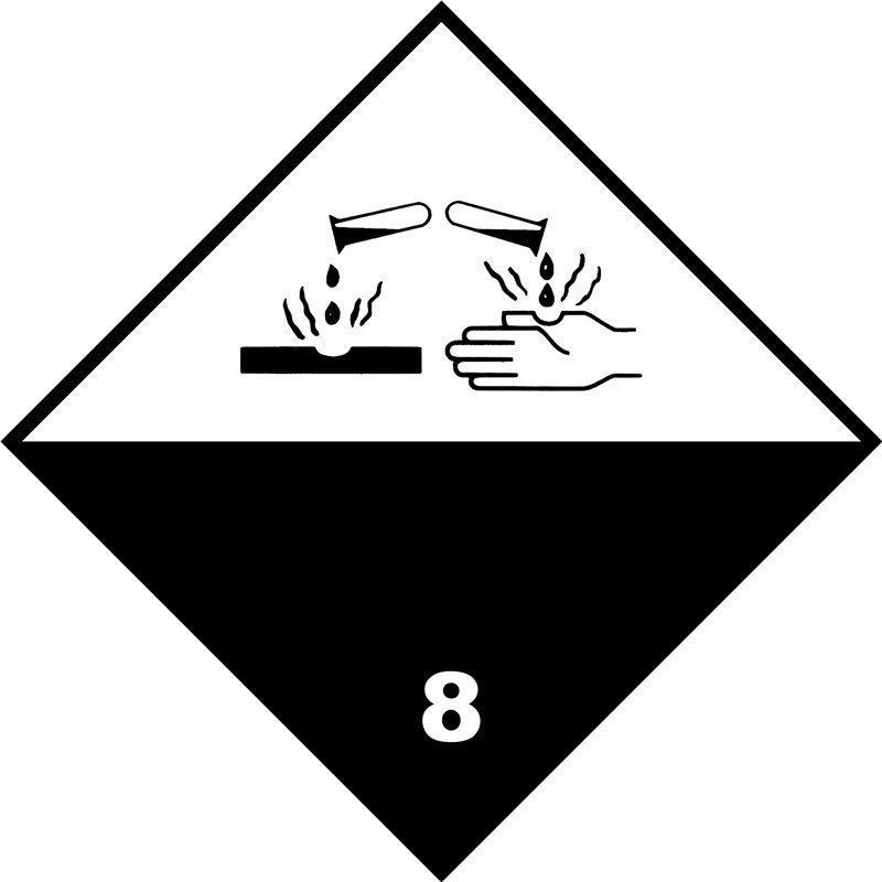 Наклейка: Знак опасности 8 "Коррозионные вещества" 300х300 мм - фото 1 - id-p199528059
