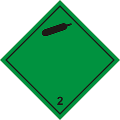 Наклейка: Знак опасности 2.2 "Невоспламеняющиеся, нетоксичные газы" 250х250 мм (черные надпись и изображение)