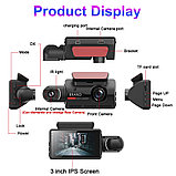Видеорегистратор Vehicle BlackBOX DVR Dual Lens A68 с тремя камерами для автомобиля (фронт и салон камера, фото 6