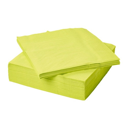 IKEA/  ФАНТАСТИСК салфетка бумажная, 40x40 см, светлый зелено-желтый 50шт