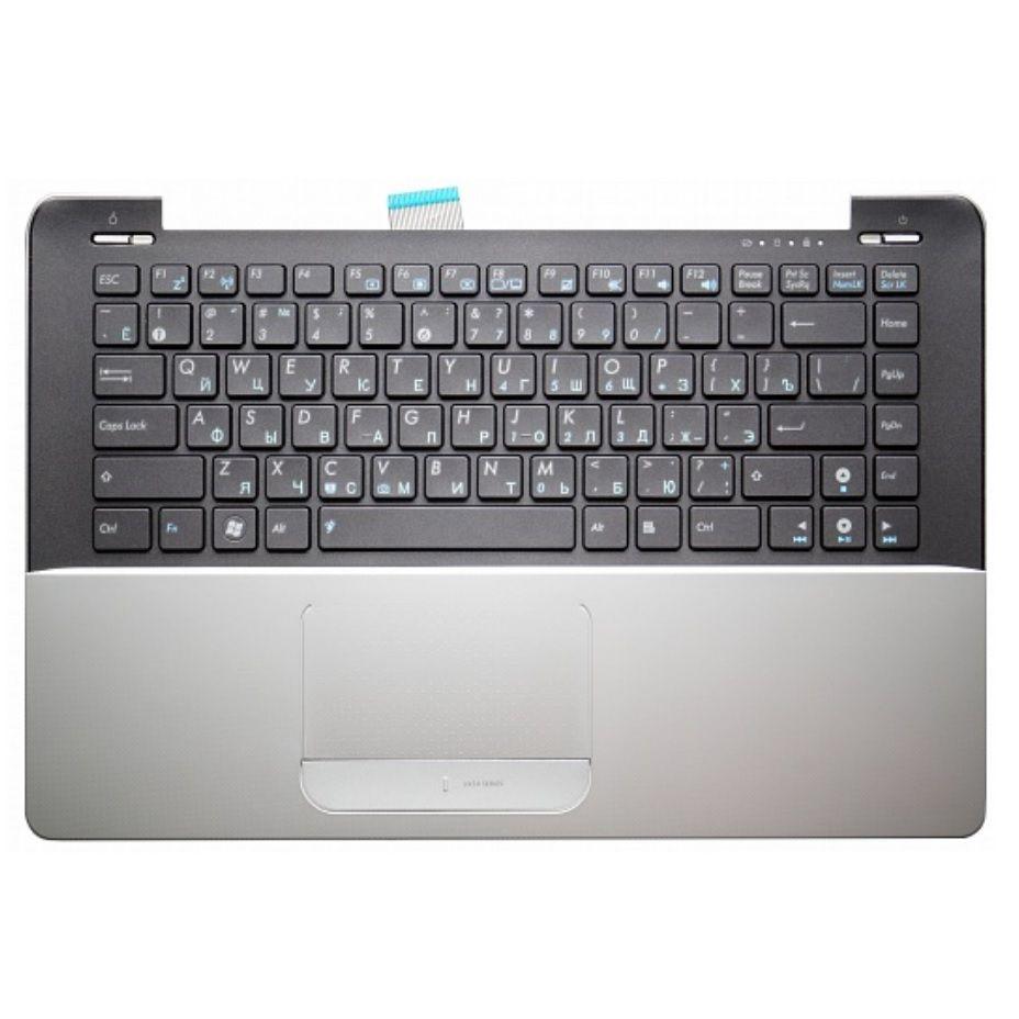 Клавиатура для ноутбука Asus UX30, UX30S черная, верхняя панель в сборе (серебряная)