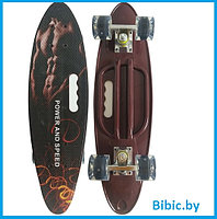 Детский скейт 885 с ручкой и рисунком принтом, пенни борд Penny board скейтборд для мальчиков и девочек принт