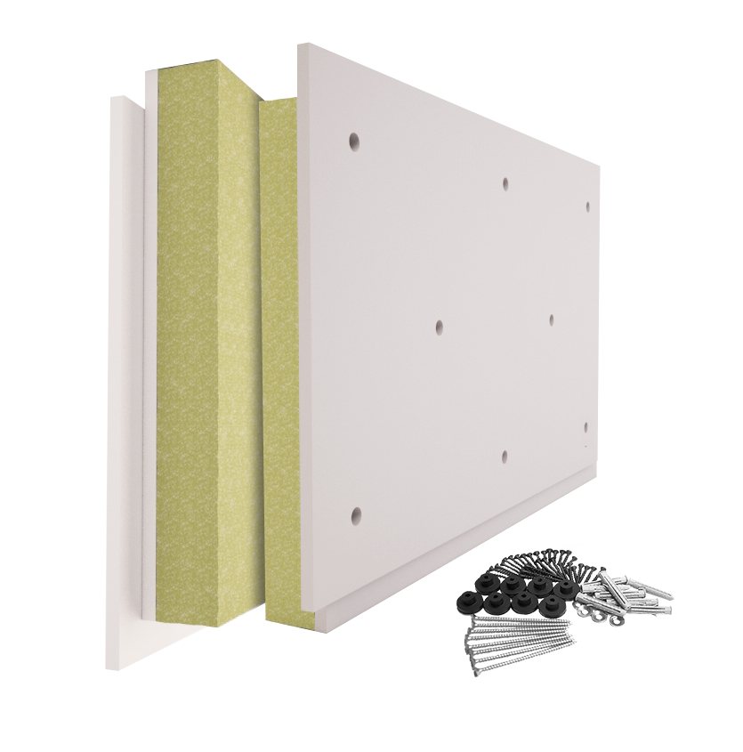 Звукоизоляционная панель AcousticGyps Basic 70 (С КОМПЛЕКТОМ КРЕПЕЖА), 1200х600х70мм (0,72м2/шт)