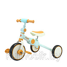 Велосипед-беговел детский Flint 4в1 складной BubaGo голубо-бежевый