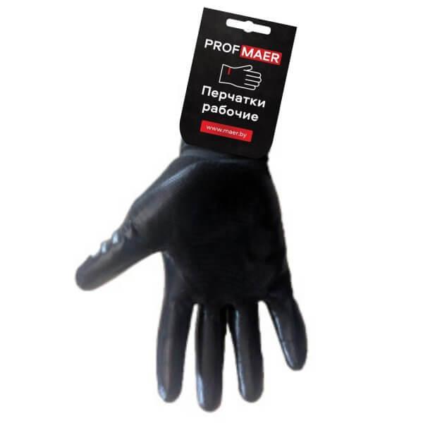 Перчатки черные из полиэстера с черным нитриловым покрытием р.8, TR-517B(с ярлыкодержателем)//PROFMA - фото 1 - id-p95664300