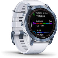 Умные часы Garmin Fenix 7 Sapphire Solar 47 мм (голубой минерал/белый камень) - фото 2 - id-p189345963