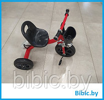 Велосипед детский Малютка трёхколёсный красный с корзинкой для детей малышей, беговел для самых маленьких