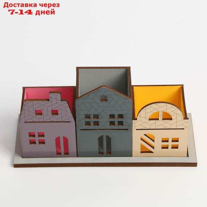 Карандашница тройная на подставке "Розовый дом", 6,5 х 6,5 х 10,2 см - фото 5 - id-p203379736
