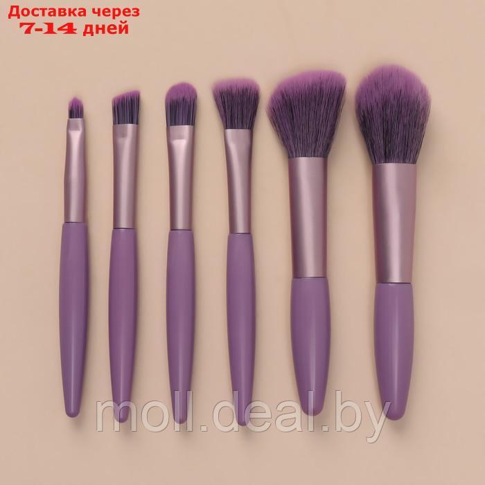Набор кистей для макияжа, 6 предметов, PVC - чехол, цвет фиолетовый - фото 3 - id-p203697036