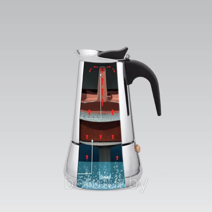 Гейзерная кофеварка нержавеющая сталь 200 мл Maestro - фото 4 - id-p203761632