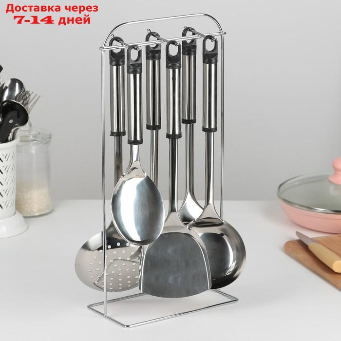 Набор кухонных принадлежностей "Помощник", 6 предметов, на подставке - фото 2 - id-p203384868