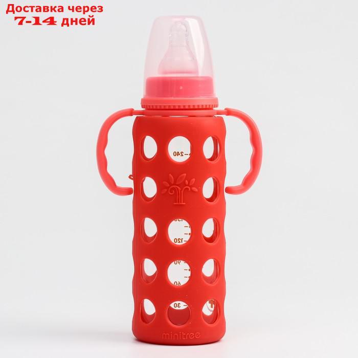 Бутылочка в силиконовом чехле, стекло, 240 мл., цвет МИКС для девочки - фото 3 - id-p203368721