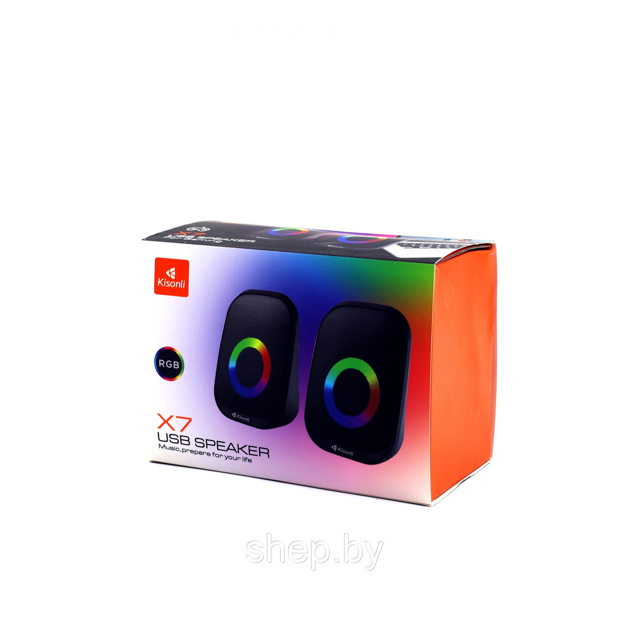 Колонки компьютерные Kisonli X7 6W (3W+3W), RGB, USB Power+3.5mm, Черные - фото 8 - id-p203761945