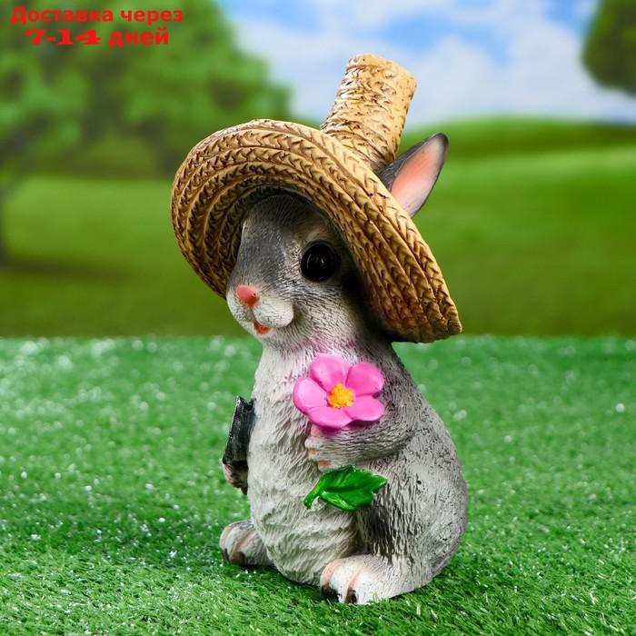 Садовая фигура "Зайка в соломенной шляпе с цветочком" 12х13х21,5см - фото 6 - id-p203388455