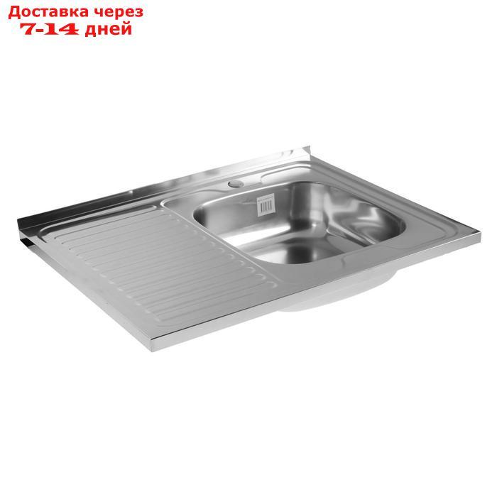 Мойка кухонная MIXLINE 527971, накладная, толщина 0.4 мм, 80х60х16 см, правая, выпуск 1 1/2" - фото 2 - id-p203389465