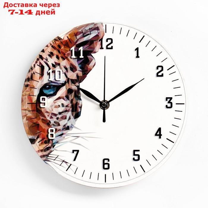 Часы настенные "Леопард", d=23.5. плавный ход, стрелки микс - фото 1 - id-p203378012