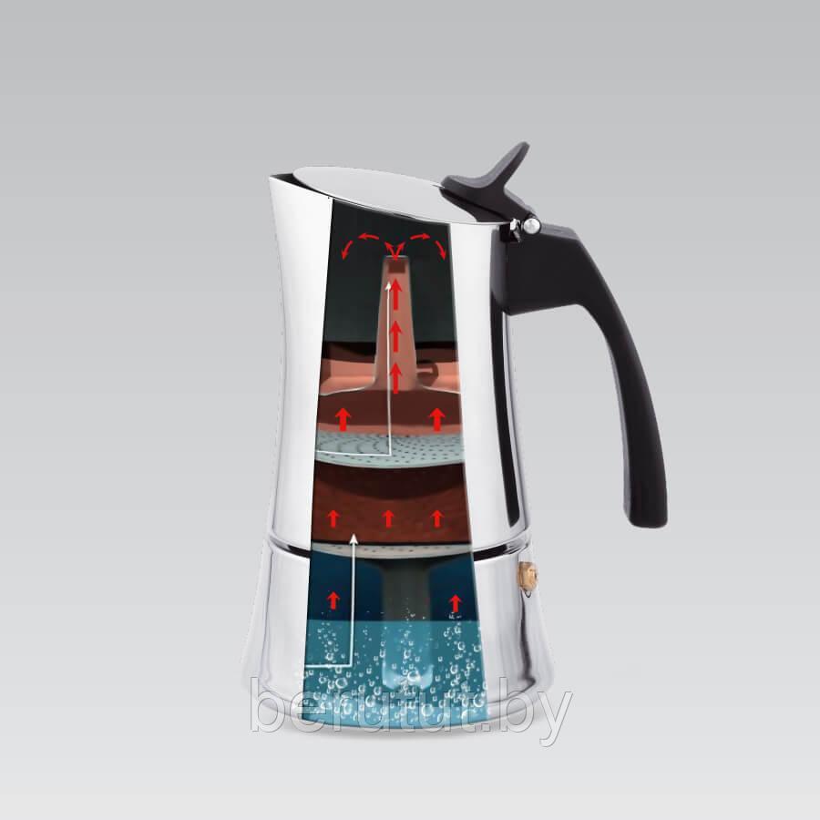 Гейзерная кофеварка нержавеющая сталь 200 мл Maestro - фото 4 - id-p203762619