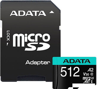 Карта памяти A-Data Premier Pro AUSDX512GUI3V30SA2-RA1 microSDXC 512GB (с адаптером)