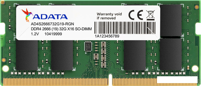 Оперативная память A-Data Premier 8GB DDR4 SODIMM PC4-21300 AD4S26668G19-SGN