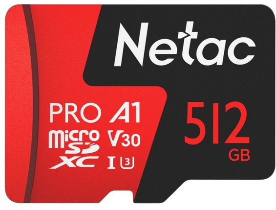 Карта памяти Netac MicroSDXC 512GB V30/A1/C10 Netac P500 Extreme Pro с адаптером, фото 2