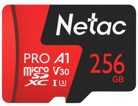Карта памяти Netac MicroSDXC 256GB V30/A1/C10 Netac P500 Extreme Pro с адаптером, фото 2