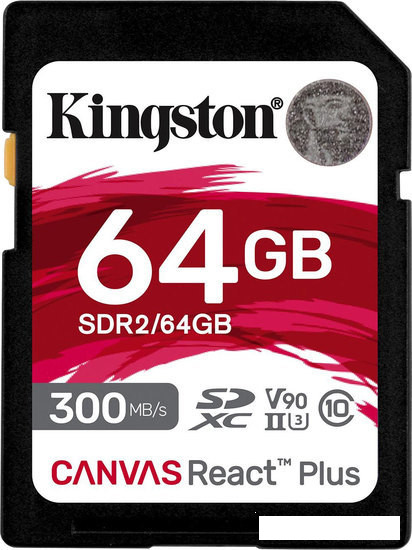 Карта памяти Kingston Canvas React Plus SDXC 64GB